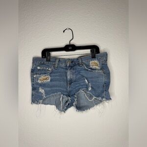 rag & bone Blue Distressed Jean Shorts